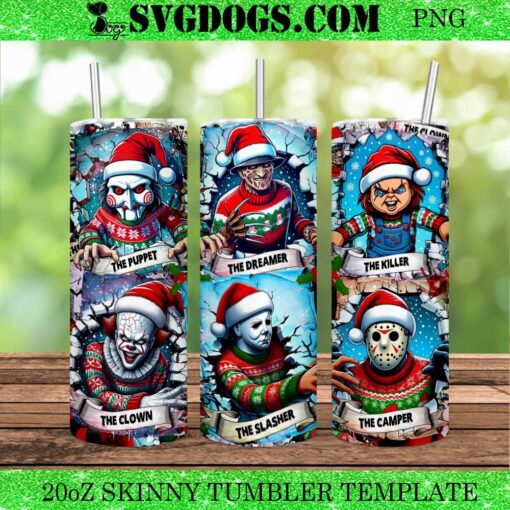 Christmas Horror Movies Characters 20oz Tumbler Wrap PNG, Horror Santa Ugly PNG