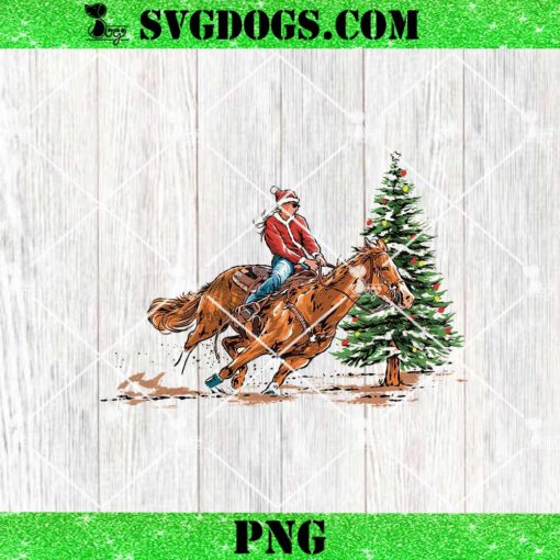 Christmas Rodeo PNG, Cowboy Santa driving Bucking Horse Rodeo PNG