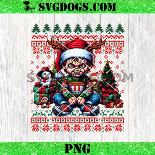 Chucky Christmas Ugly Sweater PNG, Horror Killer Chucky Christmas PNG, Horror Santa Christmas PNG