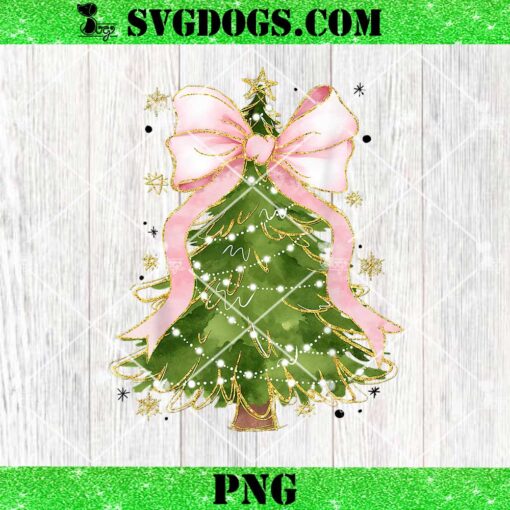 Coquette Bow Christmas Tree PNG, Xmas Holiday Girly PNG