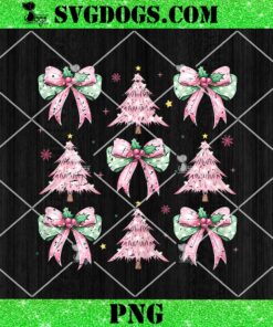 Coquette Pink Christmas Trees PNG, Pink Christmas Bows Woman’s Girl’s PNG