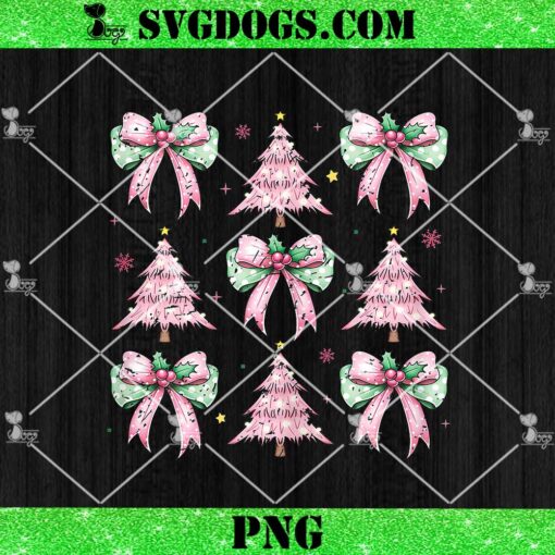 Coquette Pink Christmas Trees PNG, Pink Christmas Bows Woman’s Girl’s PNG