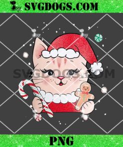 Cute Little White Cat Christmas PNG, Cat Santa PNG