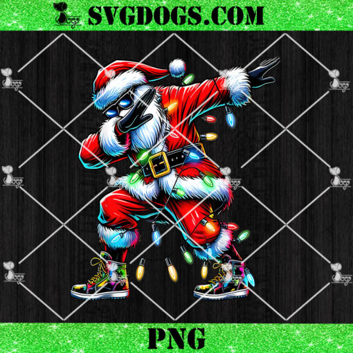 Dabbing Santa Xmas Lights PNG, Christmas PNG