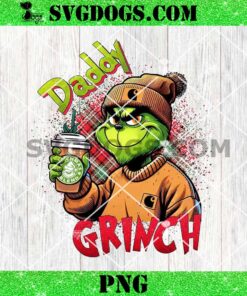 Daddy Grinch Carhartt PNG, Leopard Grinch Drink Coffee PNG