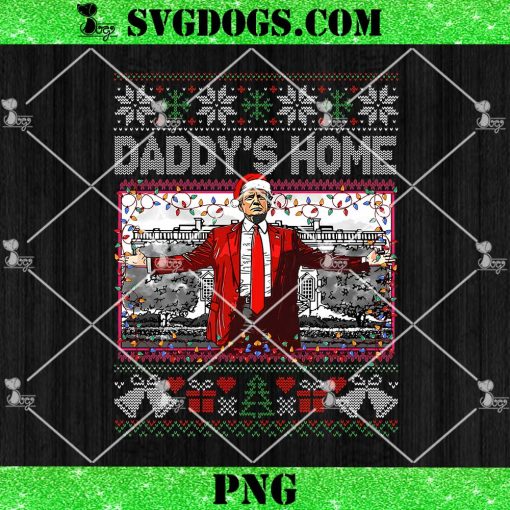 Daddy’s Home Trump Ugly Christmas Sweater PNG, Trump Santa PNG