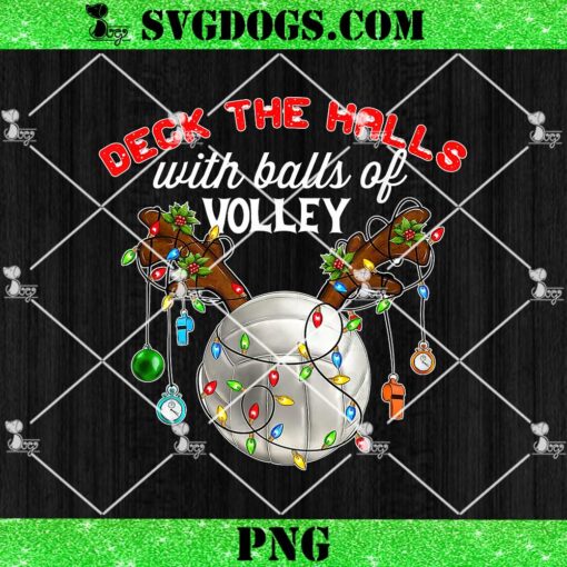 Deck The Halls With Balls of Volley PNG, Christmas Volleyball PNG