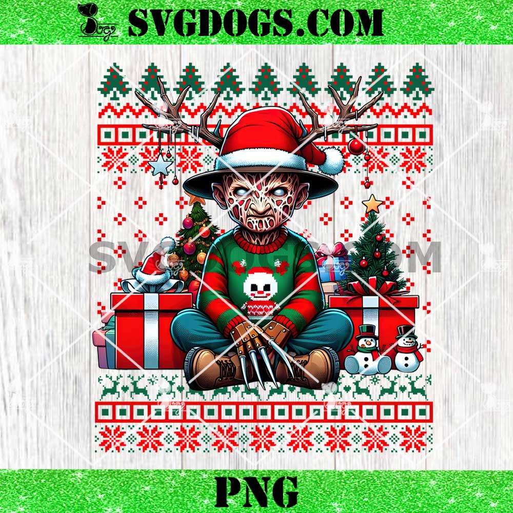 Freddy Krueger Christmas Ugly Sweater PNG