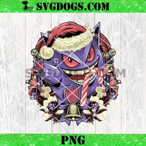 Gengar Pokemon Christmas PNG, Pikachu Santa PNG