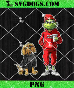 Grinch And Dog Atlanta Falcons Christmas PNG, NFL Atlanta Football PNG