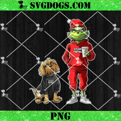 Grinch And Dog Atlanta Falcons Christmas PNG, NFL Atlanta Football PNG