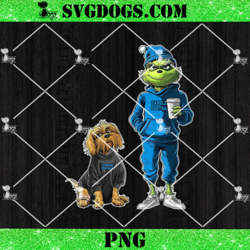 Grinch And Dog Carolina Panthers Christmas PNG, NFL Carolina Football PNG