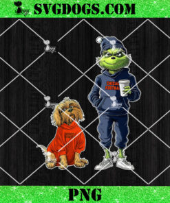 Grinch And Dog Chicago Bears Christmas PNG, NFL Chicago Football PNG