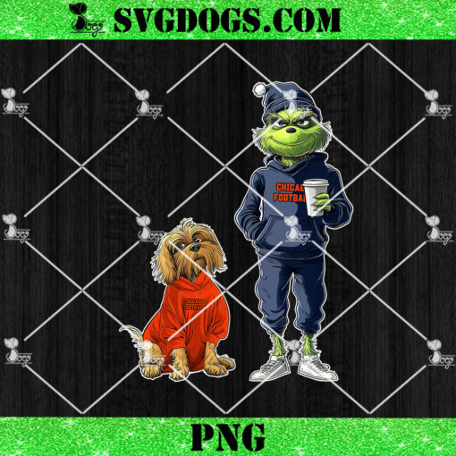 Grinch And Dog Chicago Bears Christmas PNG, NFL Chicago Football PNG