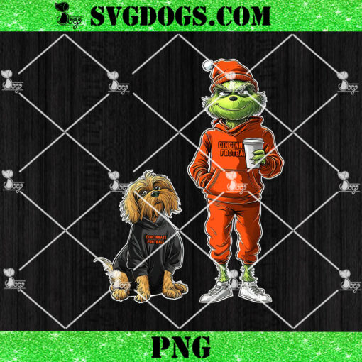 Grinch And Dog Cincinnati Bengals Christmas PNG, NFL Cincinnati Football PNG