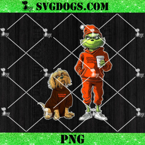 Grinch And Dog Cleveland Browns Christmas PNG, NFL Cleveland Football PNG