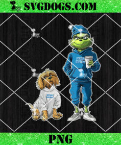 Grinch And Dog Detroit Lion Christmas PNG, NFL Detroit Football PNG