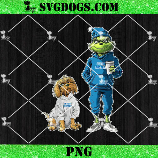 Grinch And Dog Detroit Lion Christmas PNG, NFL Detroit Football PNG