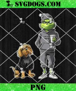 Grinch And Dog Las Vegas Raiders Christmas PNG, NFL Las Vegas Football PNG