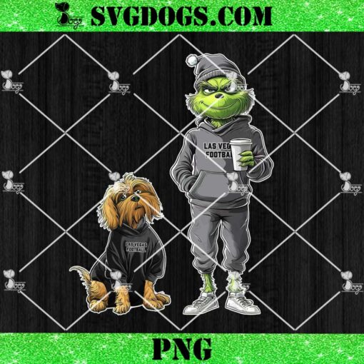 Grinch And Dog Las Vegas Raiders Christmas PNG, NFL Las Vegas Football PNG