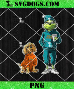 Grinch And Dog Miami Dolphins Christmas PNG, NFL Miami Football PNG