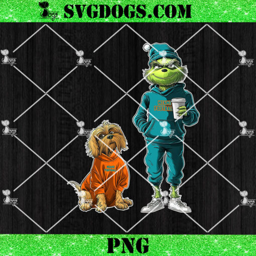 Grinch And Dog Miami Dolphins Christmas PNG, NFL Miami Football PNG