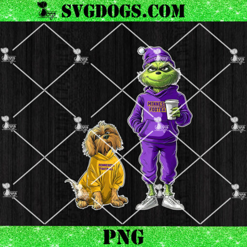 Grinch And Dog Minnesota Vikings Christmas PNG, NFL Minnesota Football PNG