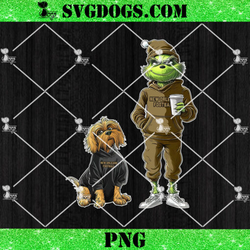 Grinch And Dog New Orleans Saints Christmas PNG, NFL New Orleans Football PNG