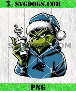 Grinch Carolina Panthers Drink Starbucks PNG, Christmas Panthers NFL PNG