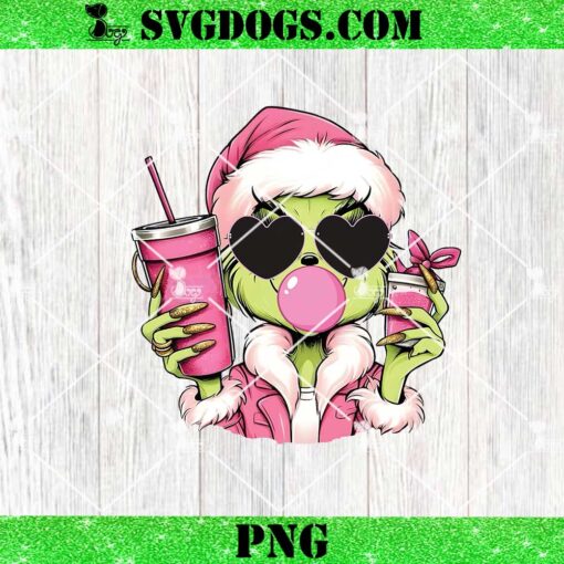 Grinch Christmas Blowing Bubble PNG, Christmas Grinchmas Santa Sunglasses PNG, Grinch Coffee PNG