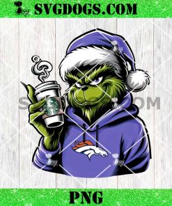 Grinch Denver Broncos Drink Starbucks PNG, Christmas Denver Broncos NFL Santa PNG