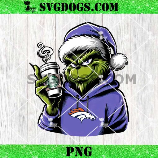 Grinch Denver Broncos Drink Starbucks PNG, Christmas Denver Broncos NFL Santa PNG