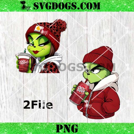 Grinch Drink Dr Pepper Bundle PNG, Carhartt Grinch PNG, Leopard Grinch Christmas PNG