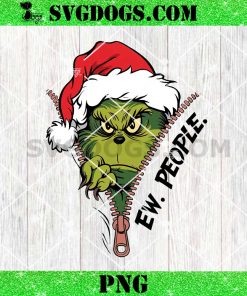 Grinch EW People Zipper PNG, Grinch Santa Hat PNG, Merry Christmas PNG