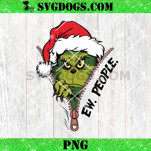 Grinch EW People Zipper PNG, Grinch Santa Hat PNG, Merry Christmas PNG