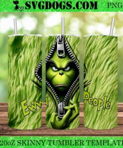 Grinch Ew People 20oz Tumbler Wrap PNG, Grinch Christmas Zipper PNG