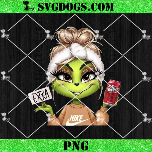 Grinch Girl Drink DR Pepper PNG, Christmas Dr Pepper PNG