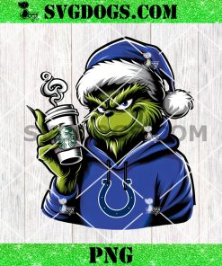 Grinch Indianapolis Colts Drink Starbucks PNG, Christmas Santa Colts NFL PNG