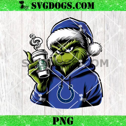 Grinch Indianapolis Colts Drink Starbucks PNG, Christmas Santa Colts NFL PNG