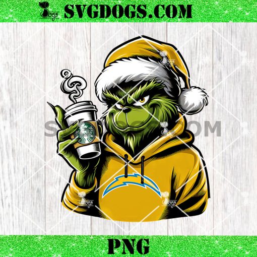 Grinch Los Angeles Chargers Drink Starbucks PNG, Christmas Santa LA Chargers NFL PNG