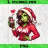 Grinch Mama PNG, Grinch Girl Red Santa Hat PNG, Christmas PNG