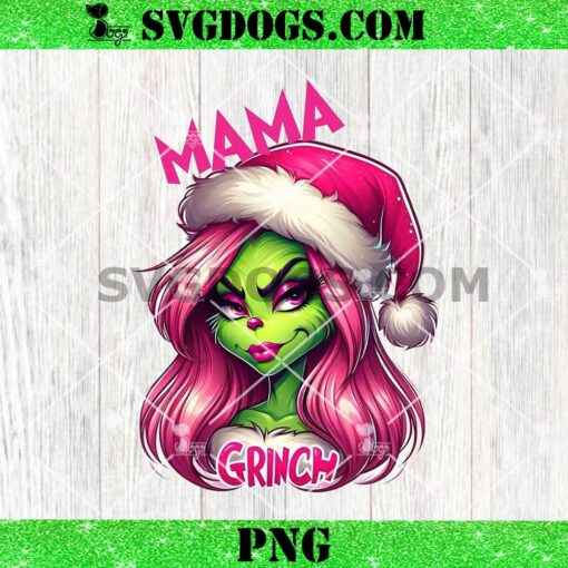 Grinch Mama PNG, Grinch Girl Red Santa Hat PNG, Christmas PNG