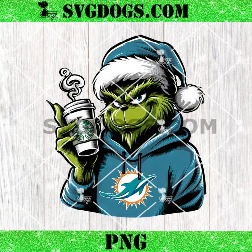 Grinch Miami Dolphins Drink Starbucks PNG, Christmas Santa Dolphins NFL PNG