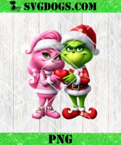 Grinch Monster Couple Christmas Tree Ornament PNG, Grinchy Couple PNG