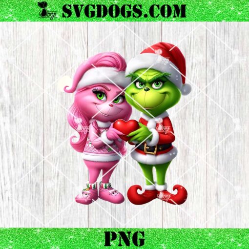 Grinch Monster Couple Christmas Tree Ornament PNG, Grinchy Couple PNG