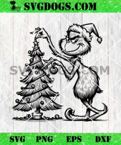 Grinch Outline Christmas Tree SVG, Line Drawing Grinch SVG PNG