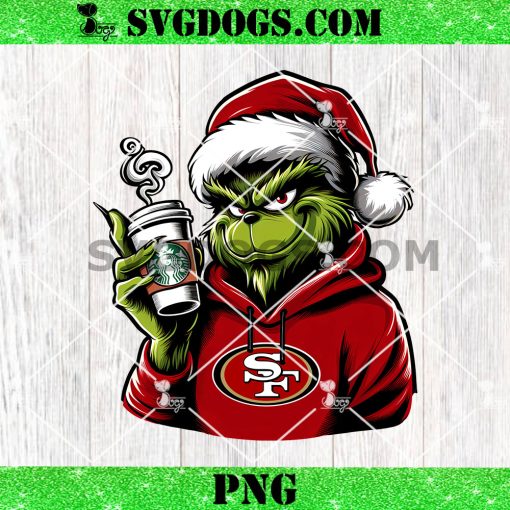 Grinch San Francisco 49ers Drink Starbucks PNG, Christmas Santa 49ers NFL PNG