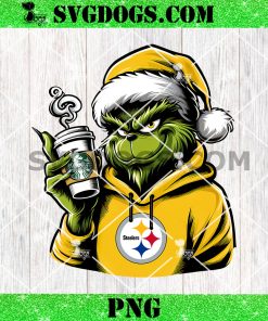 Grinch Santa Pittsburgh Steelers Drink Starbucks PNG, Christmas Steelers NFL PNG