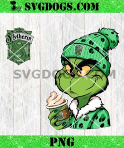 Grinch Slytherin PNG Bundle, Leopard Harry Potter Grinch Drink Coffee PNG, HP Grinch Christmas PNG