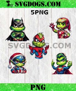 Grinch Super Hero PNG Bundle, Superhero Avengers Batman Christmas PNG